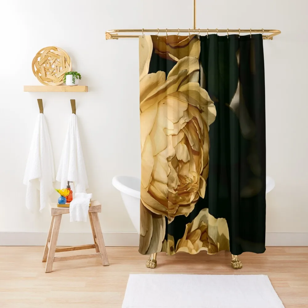 

Vintage style mellow yellow English rose like golden buttermilk with black Shower Curtain Shower For Bathrooms Curtain