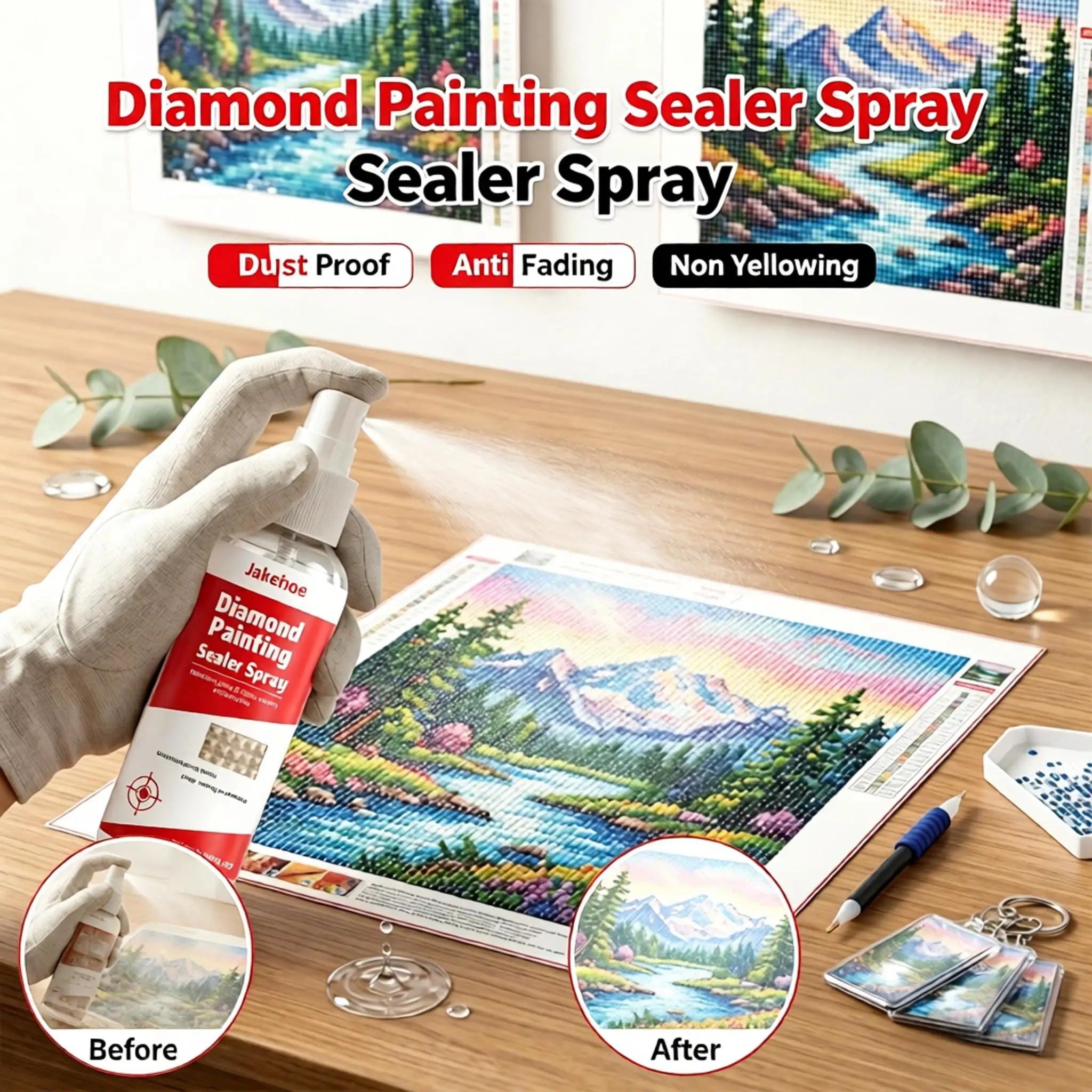 5d Diamond Painting Sealer Spray Quick Cure Clear Protective Film Dust Proof Anti Fading Diamond Sparkle Long Lasting Gloss