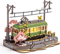 Robotime 3D Puzzles Sakura Journey DIY Model Building Toy with LED Light Wooden Craft Kits Tram Hobby for Kids Brain Teaser Gift
