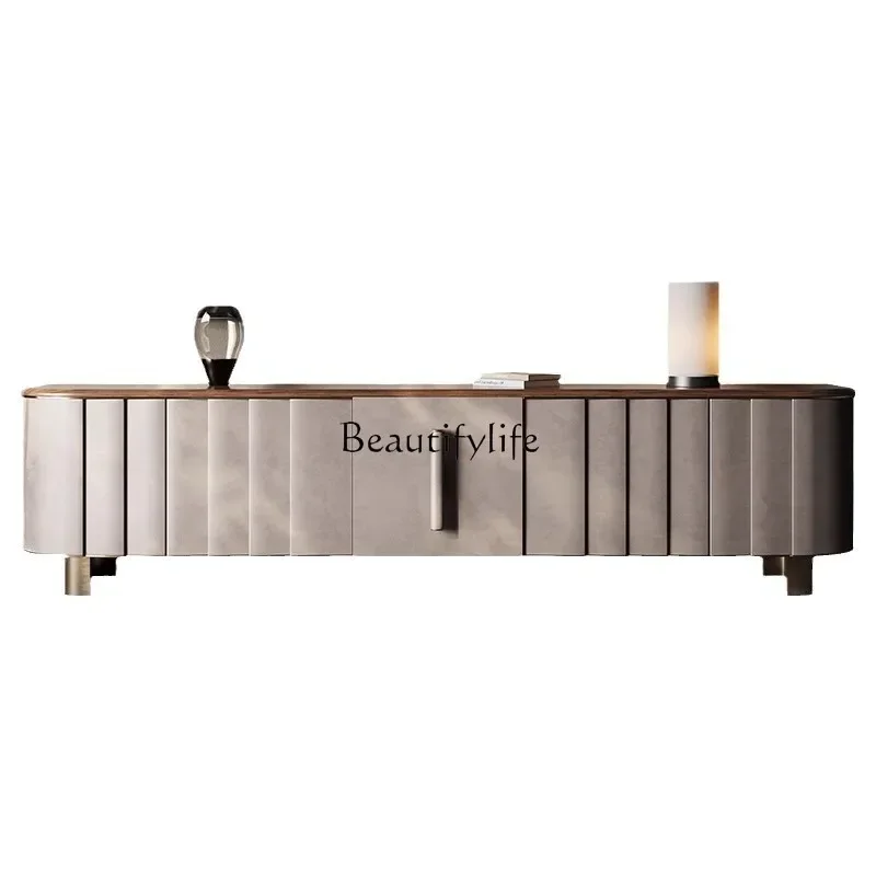 

Light luxury TV cabinet Solid wood Modern living room TV cabinet Black walnut floor cabinetlx