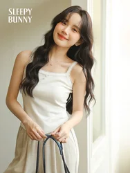 Women Lace Trim Stretchy Camisole Slim Fit Ribbed Tank Top Sleeveless Inner Layer or Outerwear Chic Short Vest for 2025 Spring
