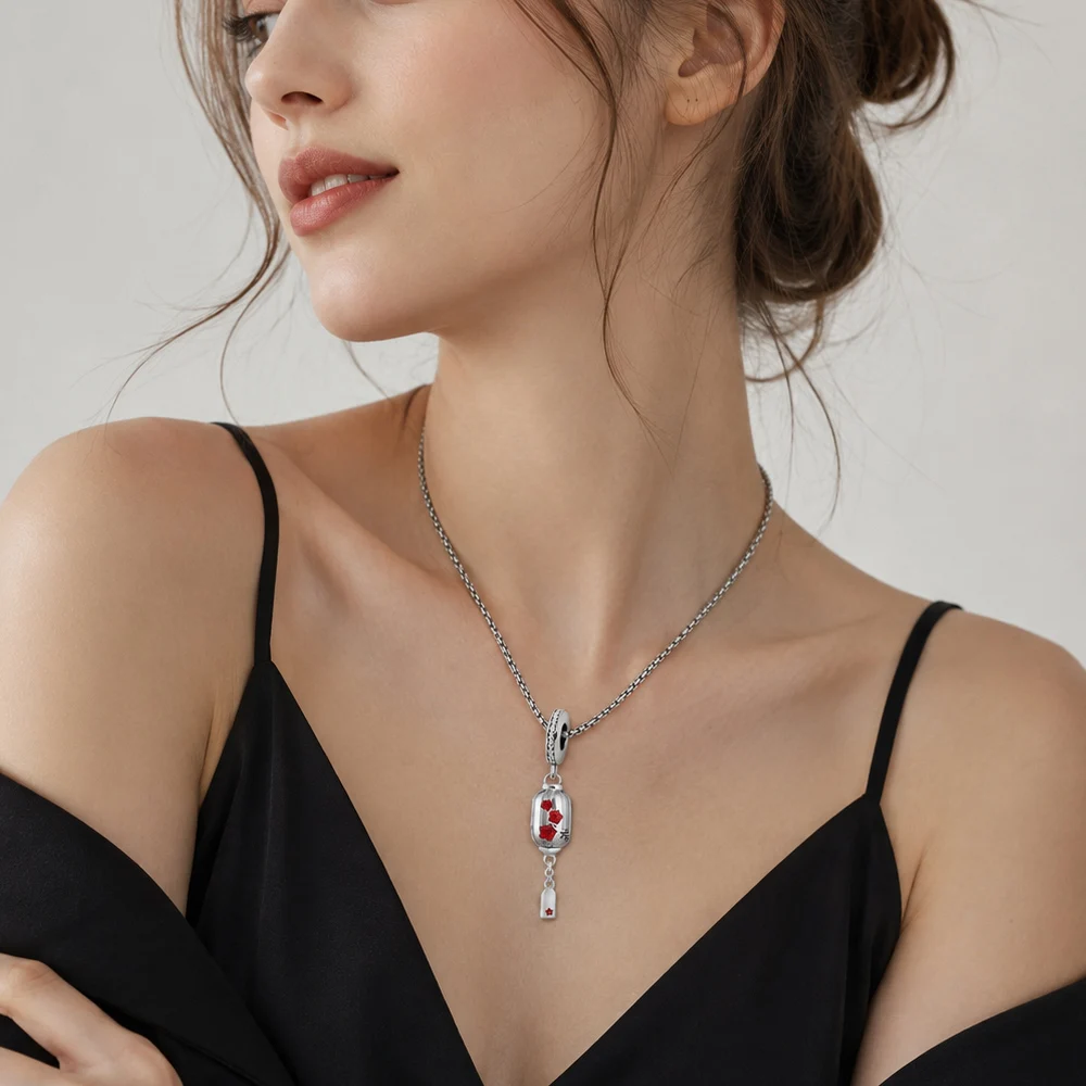Laternen-Anhänger aus Sterlingsilber 925, edler Schmuck für Damen, Glücksgeschenk – Detail 1