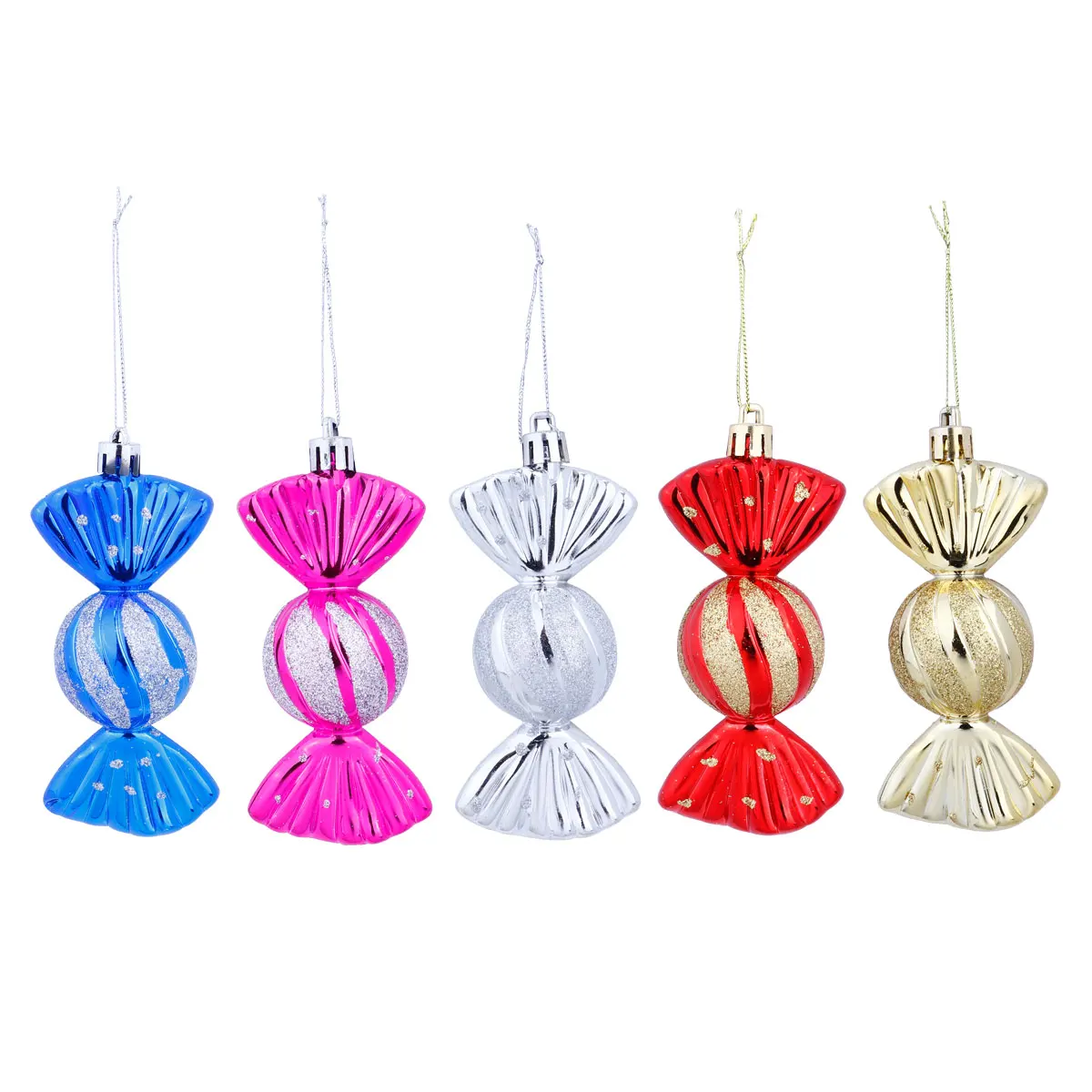 

5pcs Candy Pendant Eco-friendly Ornaments Christmas Tree Hanging Decorations Assorted Color Door Premium Material Holiday Party