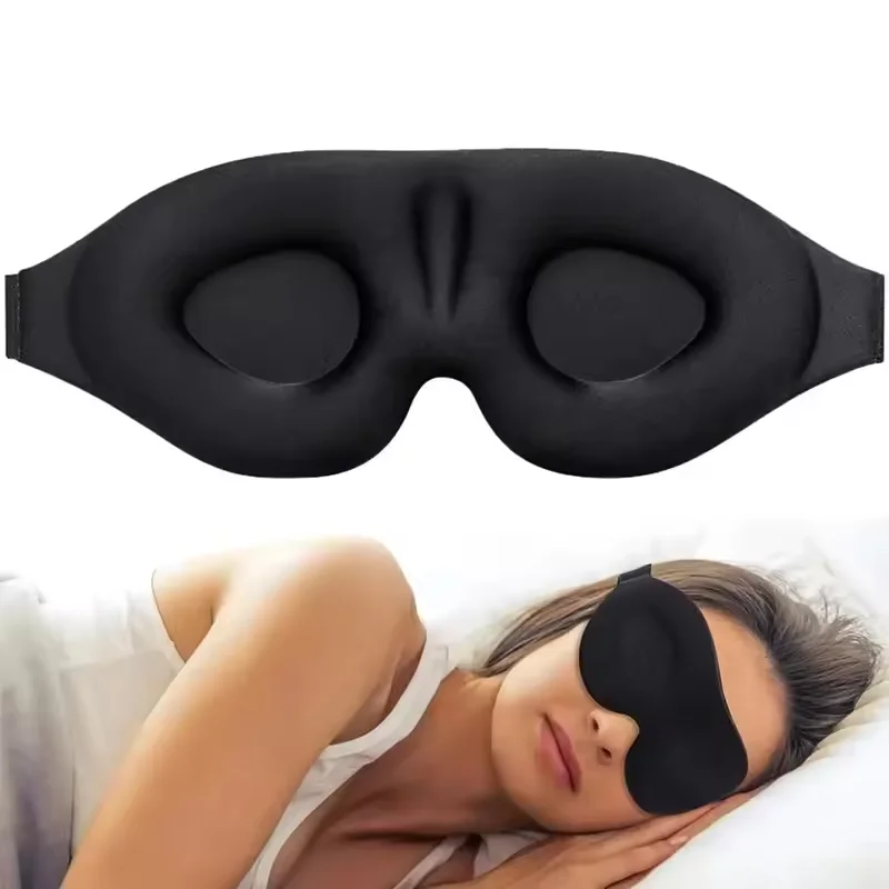 3D Contoured Sleep Mask Blackout Zero Eye Pressure Night Blindfold Upgraded Nose Cutout Light Blocking Eye Cover Adjustable Stra