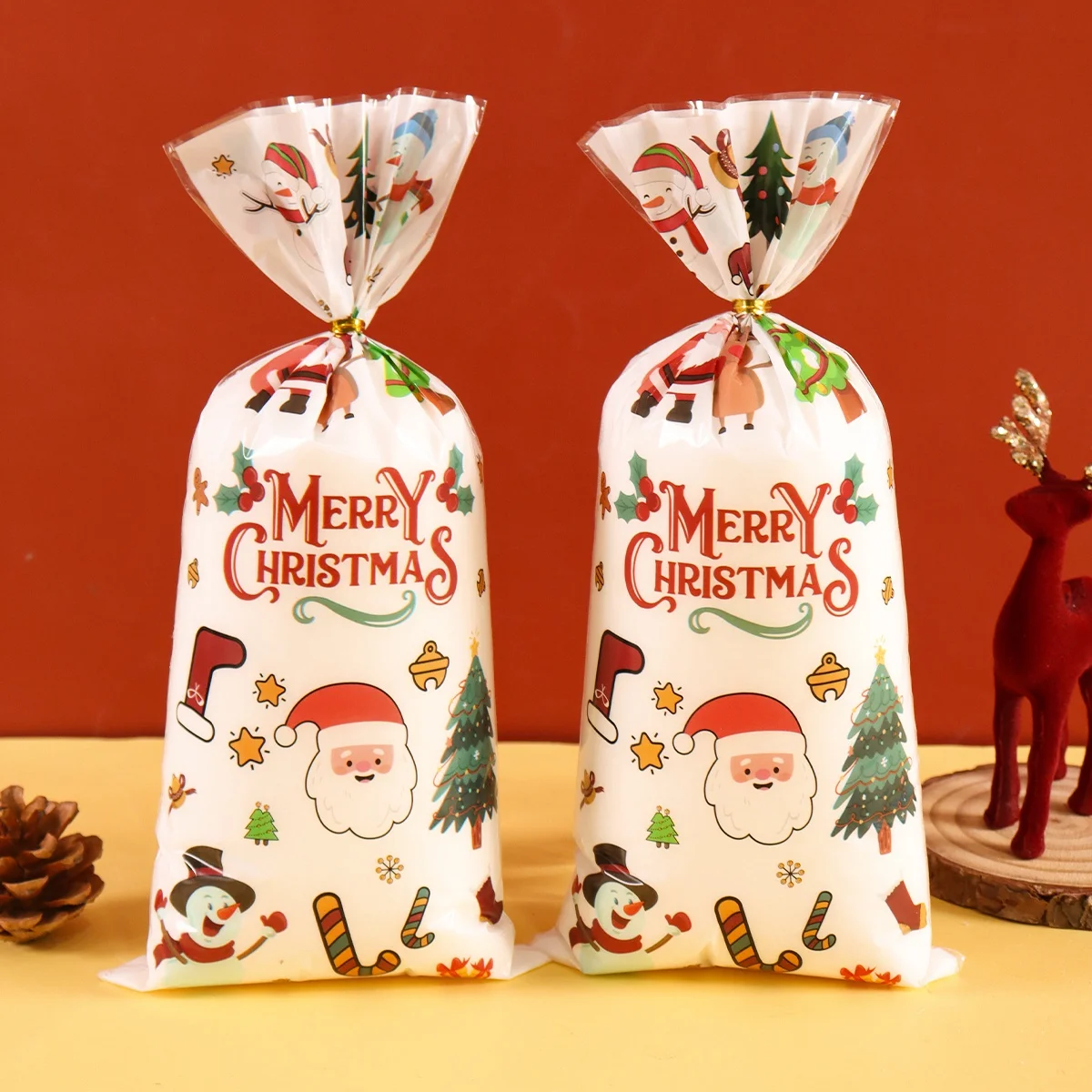 25/50/100 Stück Weihnachts-Süßigkeitentüten Weihnachtsmann-Keks-Verpackungsbeutel Weihnachtsdekoration 2025 Geschenktüten für Partyzubehör – Detail 2