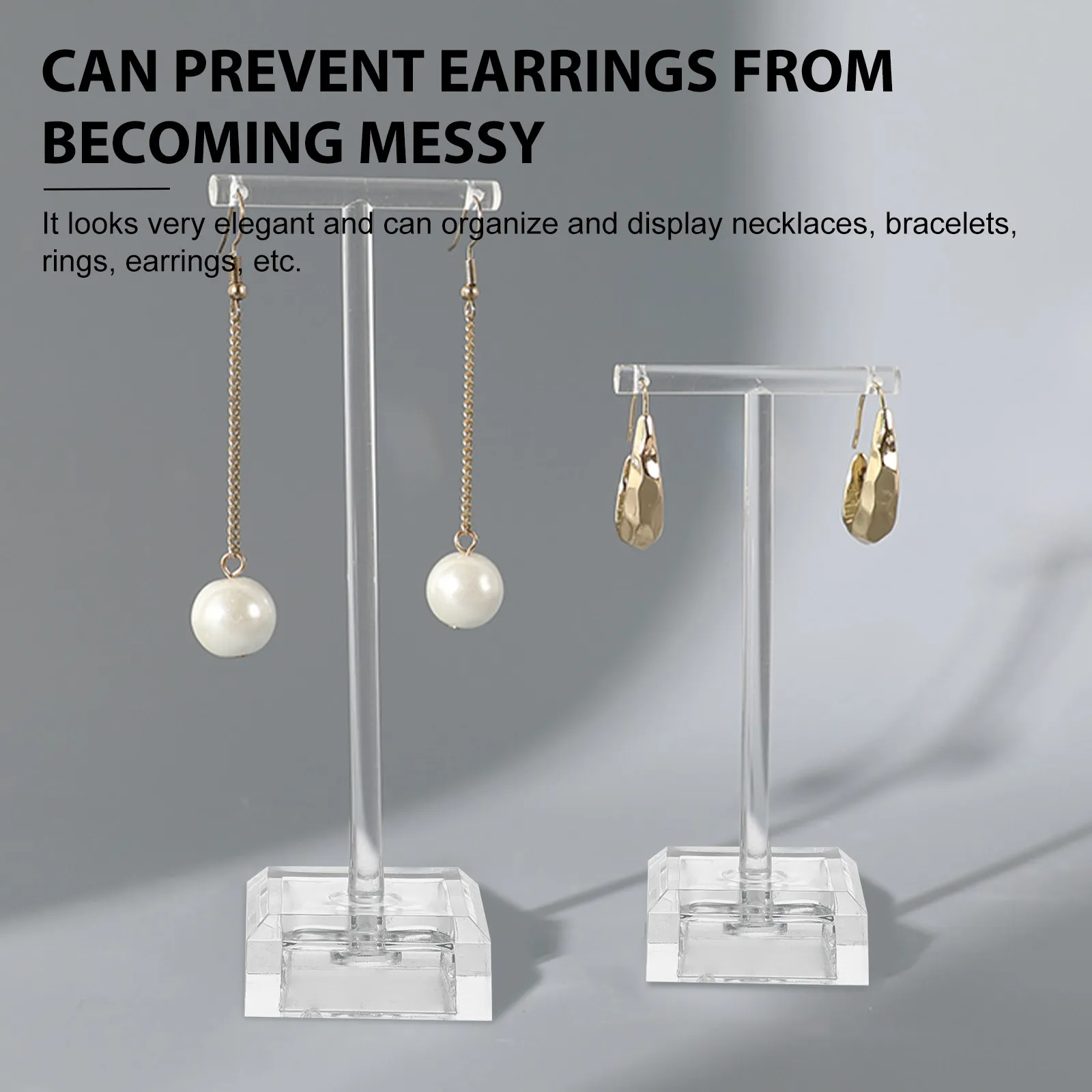 

6Pcs Acrylic Earrings Display Rack Stylish Jewelry Organizer Stand for Earrings Necklaces Bracelets Dresser Countertop
