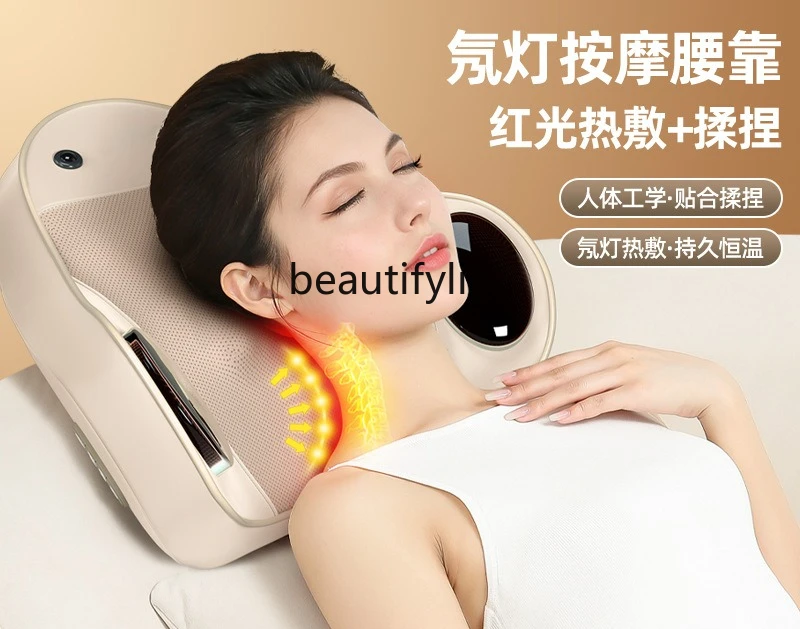 وسادة العمود الفقري العنقي تدليك متعدد الوظائف مدلك الخصر المنزل كامل الجسم تدليك الكتف والرقبة الخصر الراحة #2