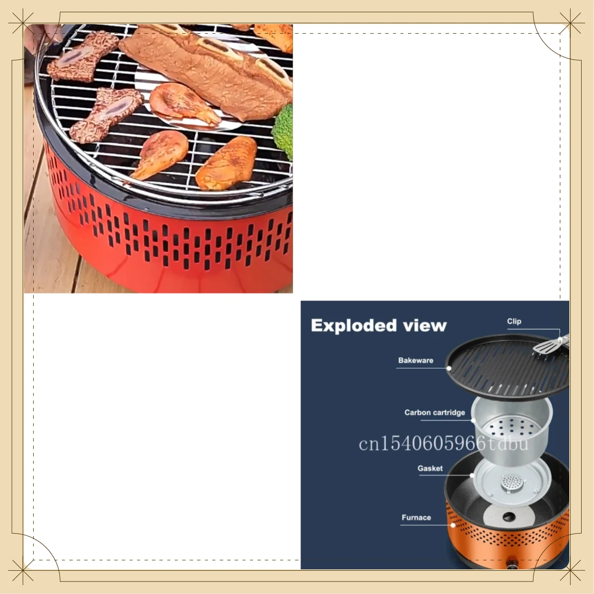 Suitable for Family gathering multifunctional outdoor portable smoke-free barbecue charcoal barbecue household portable