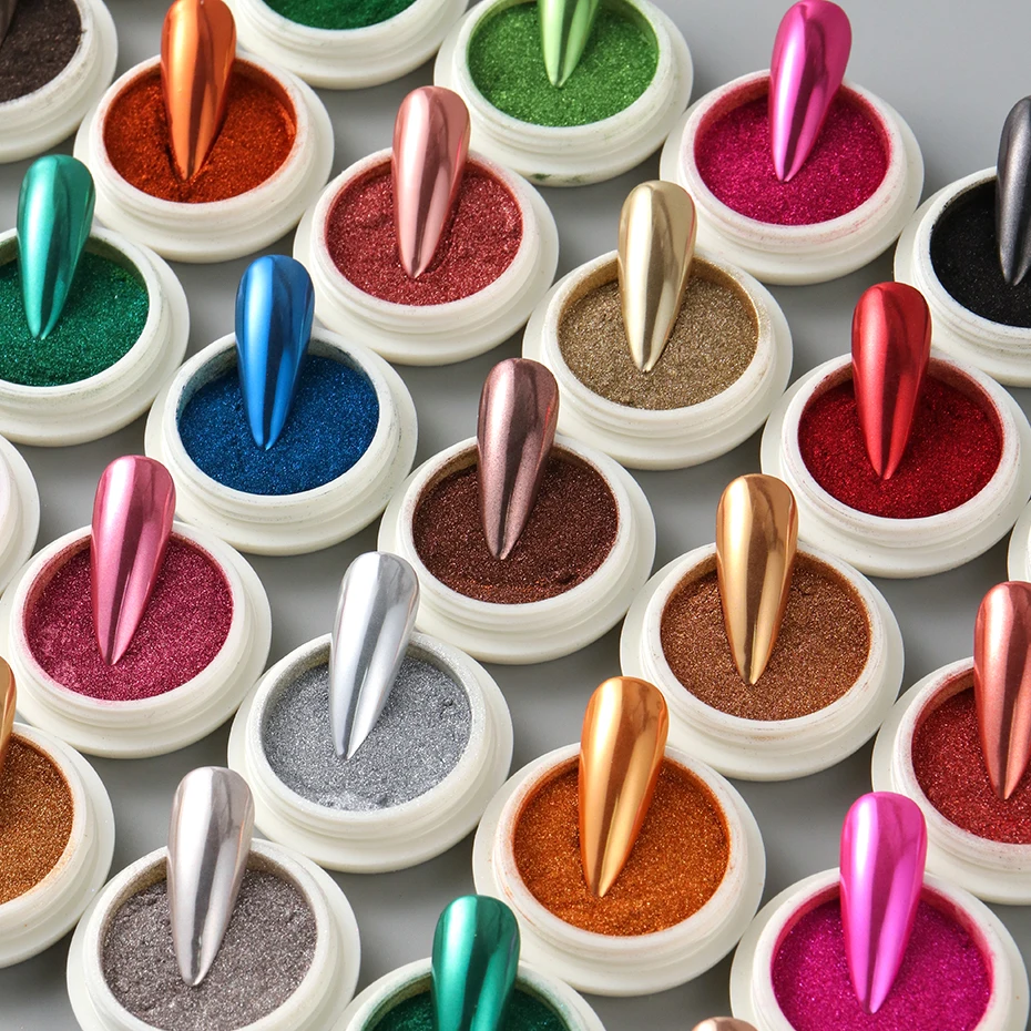 40 個メタリッククロームネイルパウダーマジックミラー効果グリッターダストカラフルな摩擦顔料フレーク Y2K マニキュア装飾セット