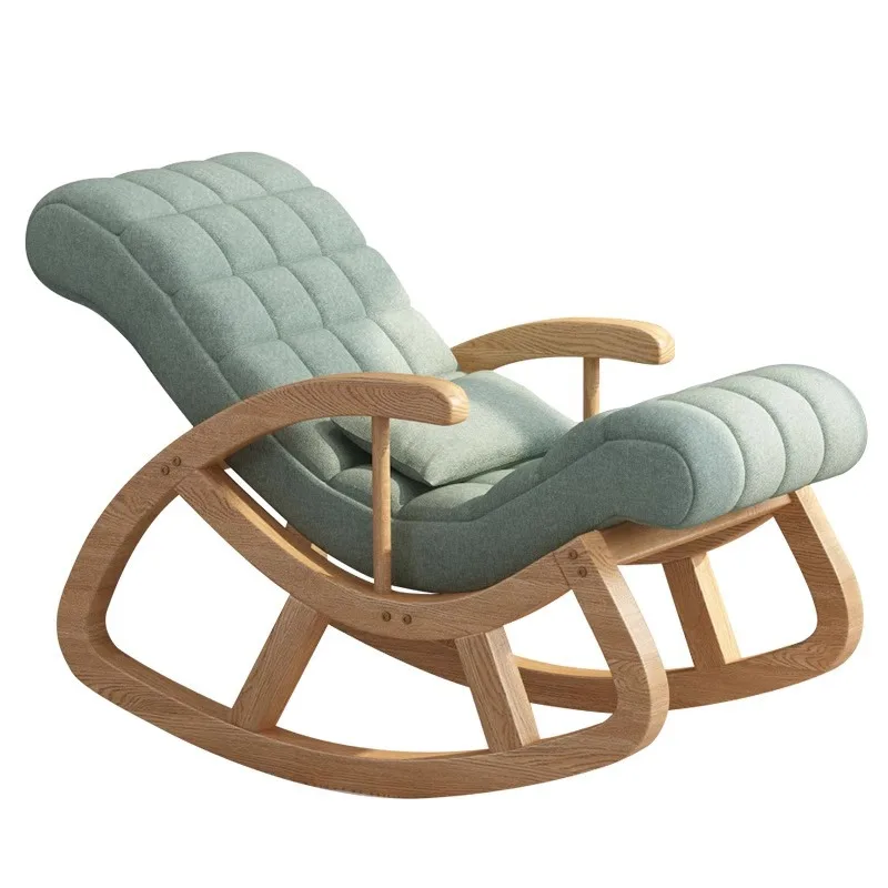 

Solid wood rocking happy chair household rocking adult recliner log nap balcony lazy sofa middle-aged and elde