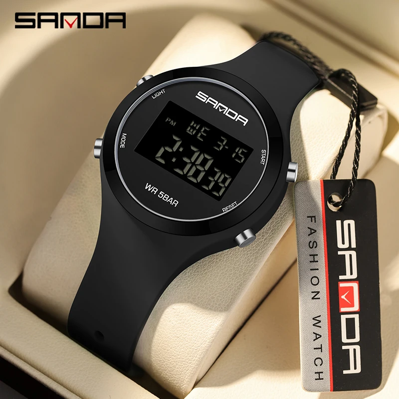 SANDA Digital Watch Women Top Brand Luxury Chronograph Lady LED Wristwatch Elegant Waterproof Female Electronic Clock Gift 2147