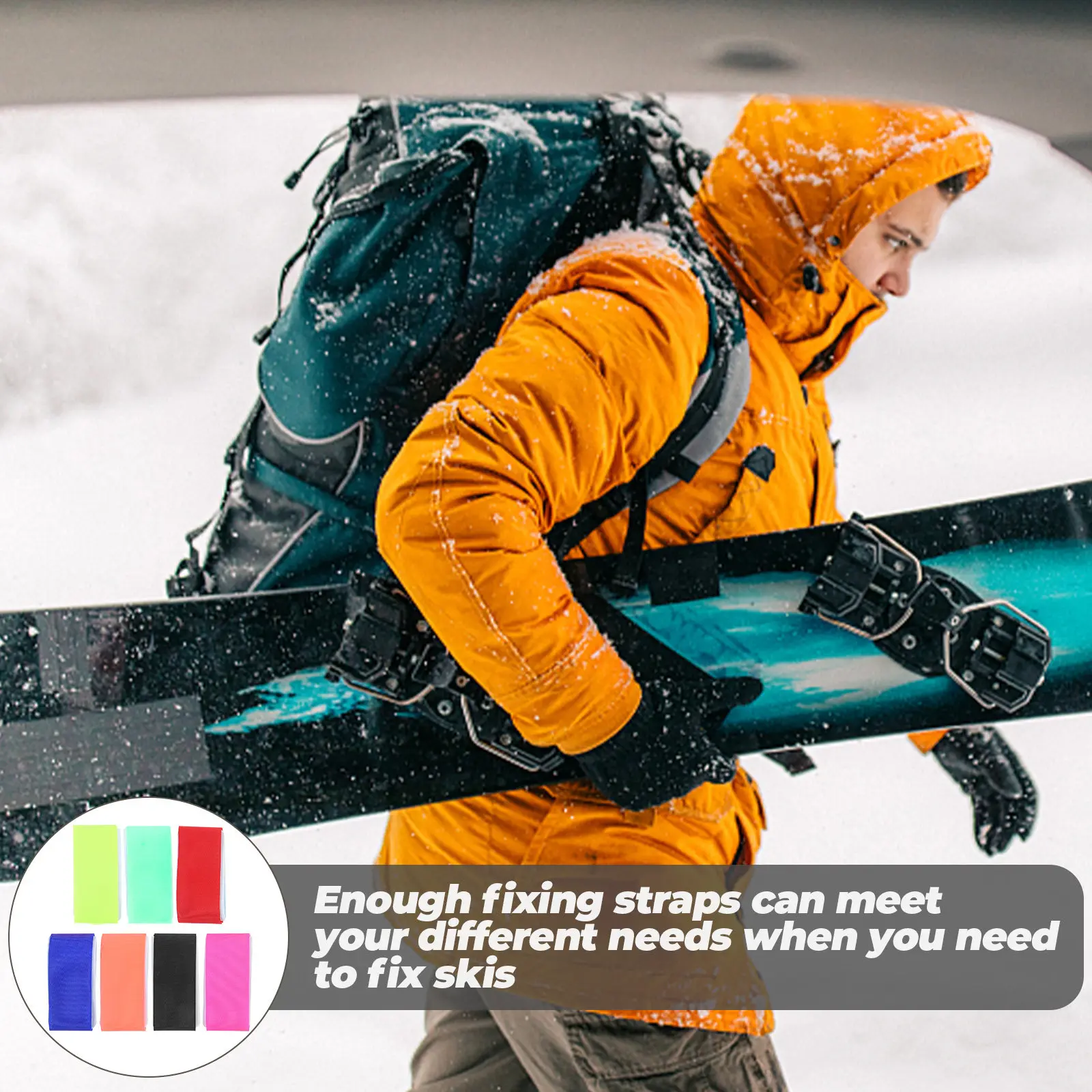 

7Pcs Ski Fixing Strap Heavy Duty Nylon Eva Snowboard Carry Strap Outdoor Sled Hand Sling Snowboard Accessory Fixing Band for Ski