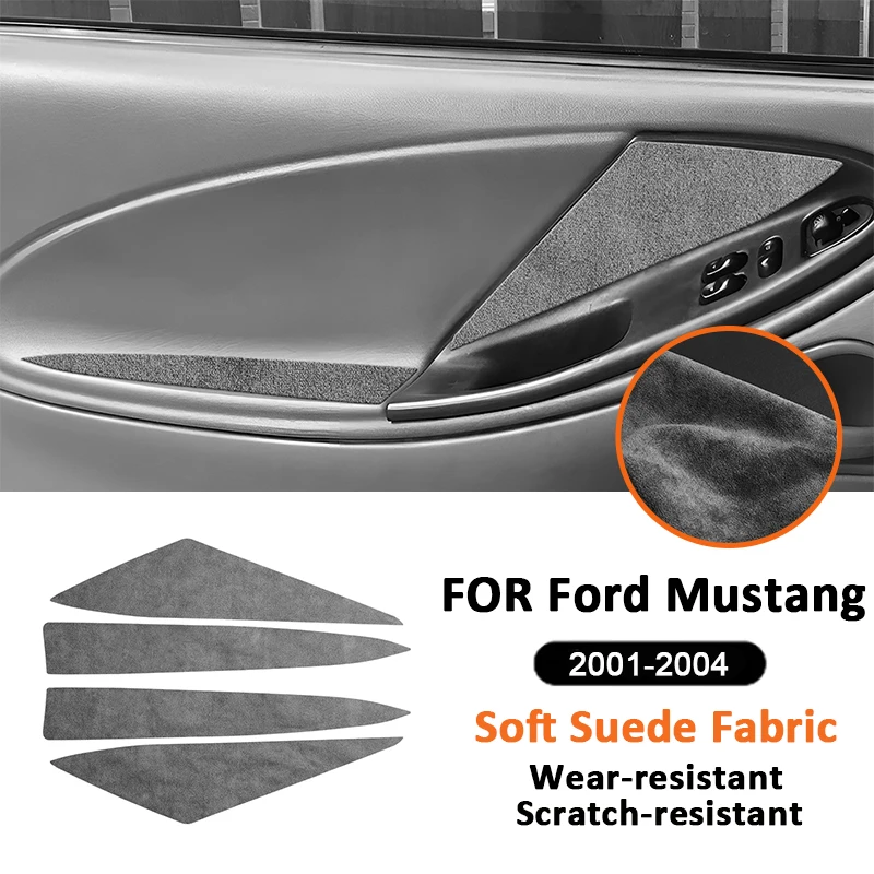 

Soft Suede Fabic Car Interior Door Pull Handle Armrest Panel Trim Cover Decoration Sticker For Ford Mustang 2001-2004 Accessorie