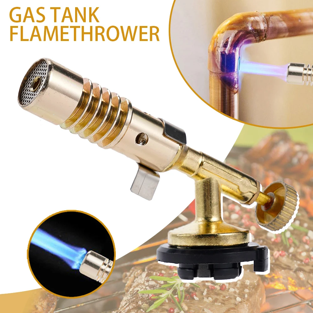 Portable Flame Gun Spray Burner Welding Torch Gas Burner Pure Copper Cooking Barbecue Auto Ignition Gun Kitchen Baking Tool