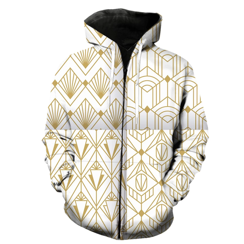 

Abstract Pattern Men's Zipper Hoodie Harajuku Casual 3D Printed With Hood Jackets Cool Unisex Sweatshirts Funny Oversized Teens