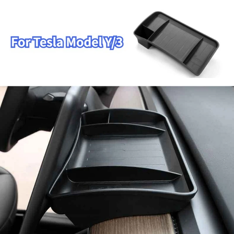For Tesla Model 3/Y 2021-2024 Dashboard Screen Rear Storage Box Tray Tissue Box Invisible Support Organizer Interior Accessories
