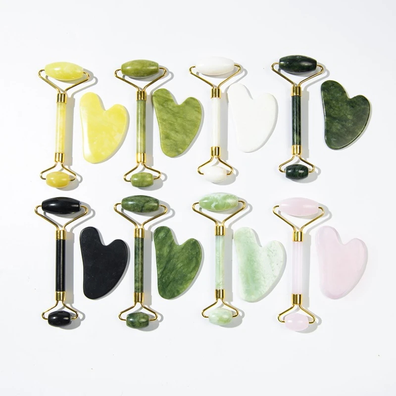 หยกธรรมชาติ Roller เครื่องนวดสําหรับ Face Roller Facial Lifting Anti-wrinkle Gousha หินสําหรับ Face Roller Gouache Scraper