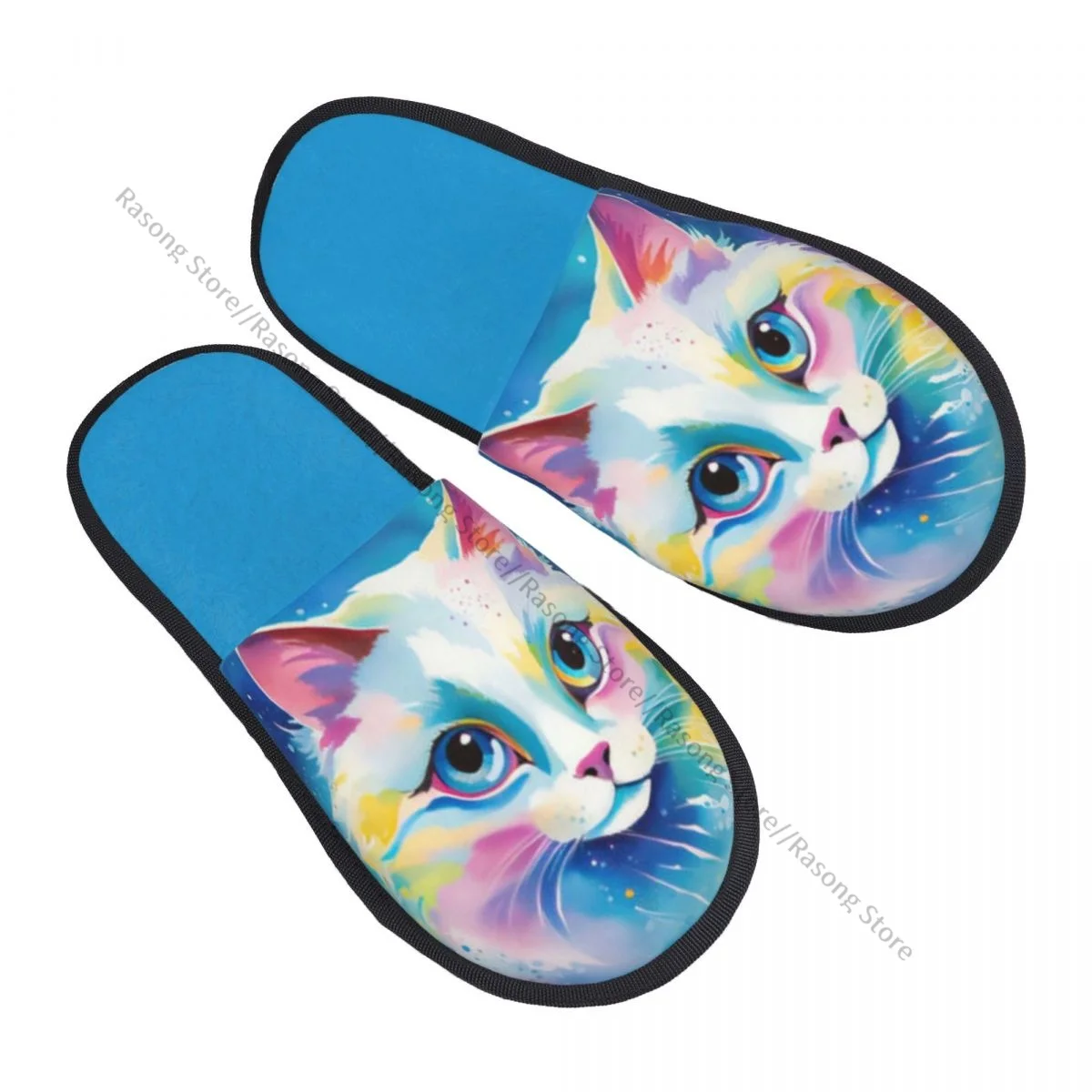 

Красочные Портретные тапочки с кошками для женщин и мужчин, пушистые зимние теплые тапочки, комнатные тапочки