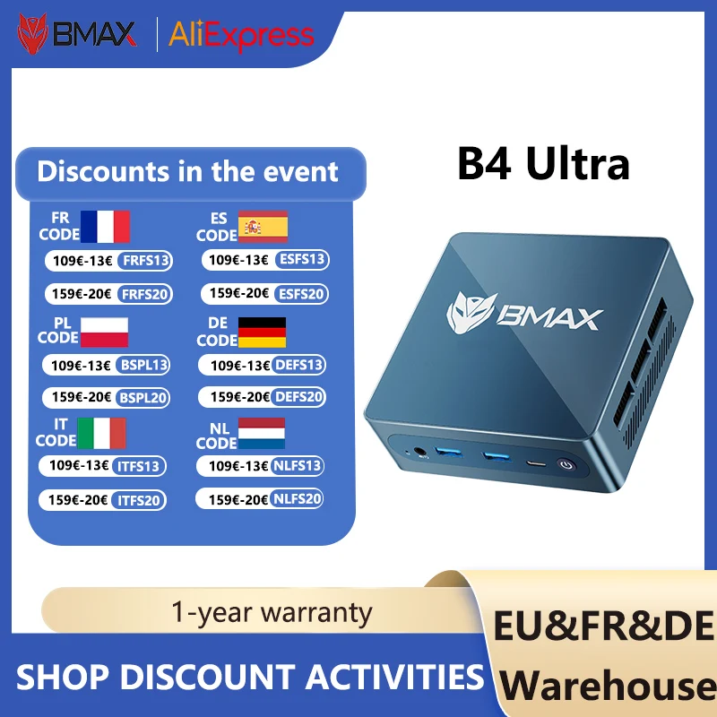 BMAX Windows 11 Pro 2.4GHz/5GHz Dual band Wi Fi Bluetooth 5.0 B4 Ultra Intel N150 16GB512G B SSD Mini Computer
