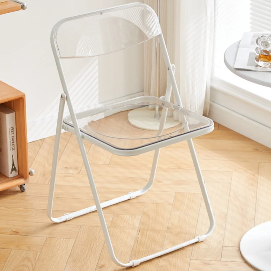 

Transparent Folding Chair with Reinfoced Steel Chrome Frame Office Chairs Computer Armchair Furniture Desk Chairs Set for Indoor