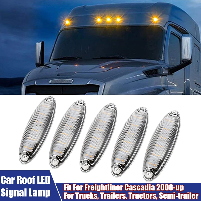 Juego de 5 luces LED para coche, lámpara de señalización apta para Freightliner Cascadia 2008 en adelante, para camiones, remolques, tractores, semirremolques, camiones volquete
