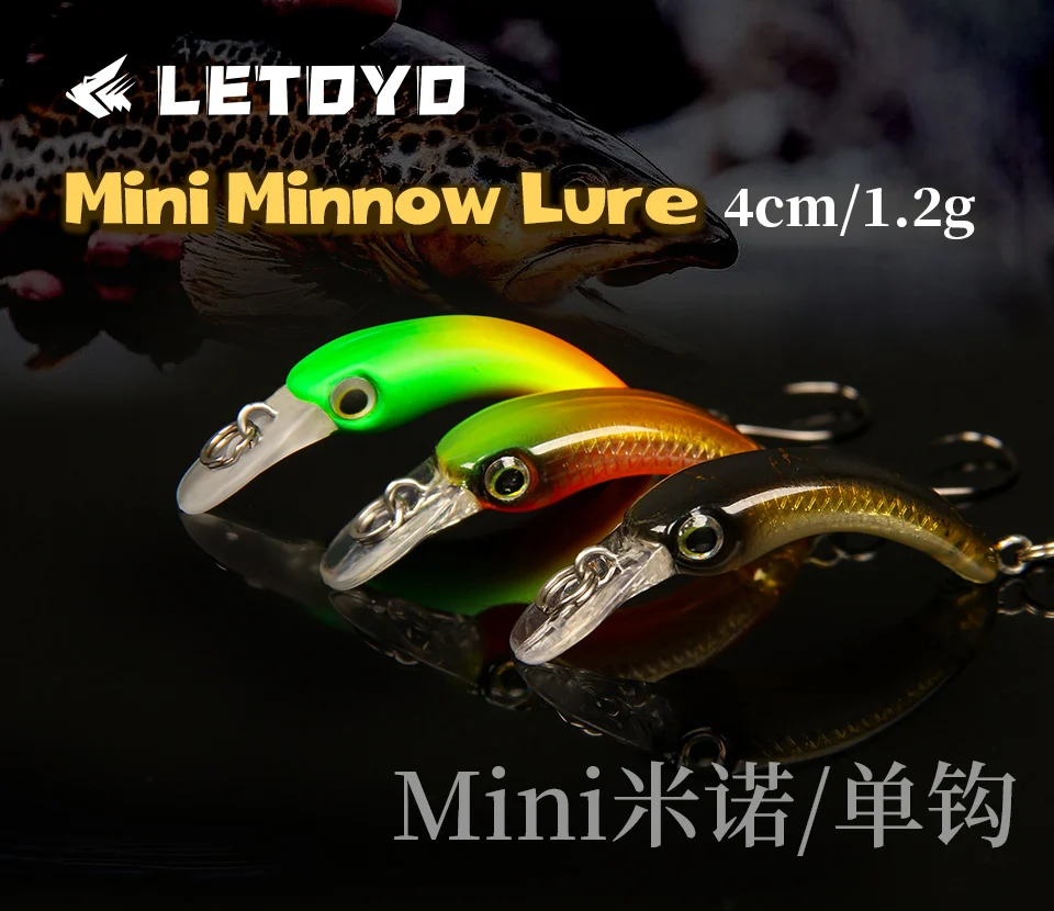 LETOYO Mini-Forellenköder, 1,2 g, schwimmende Minnow-Forellen-Angelköder, Mikro-Hartköder, künstlicher Köder, Wobbler für Forellen, Barsch – Detail 1