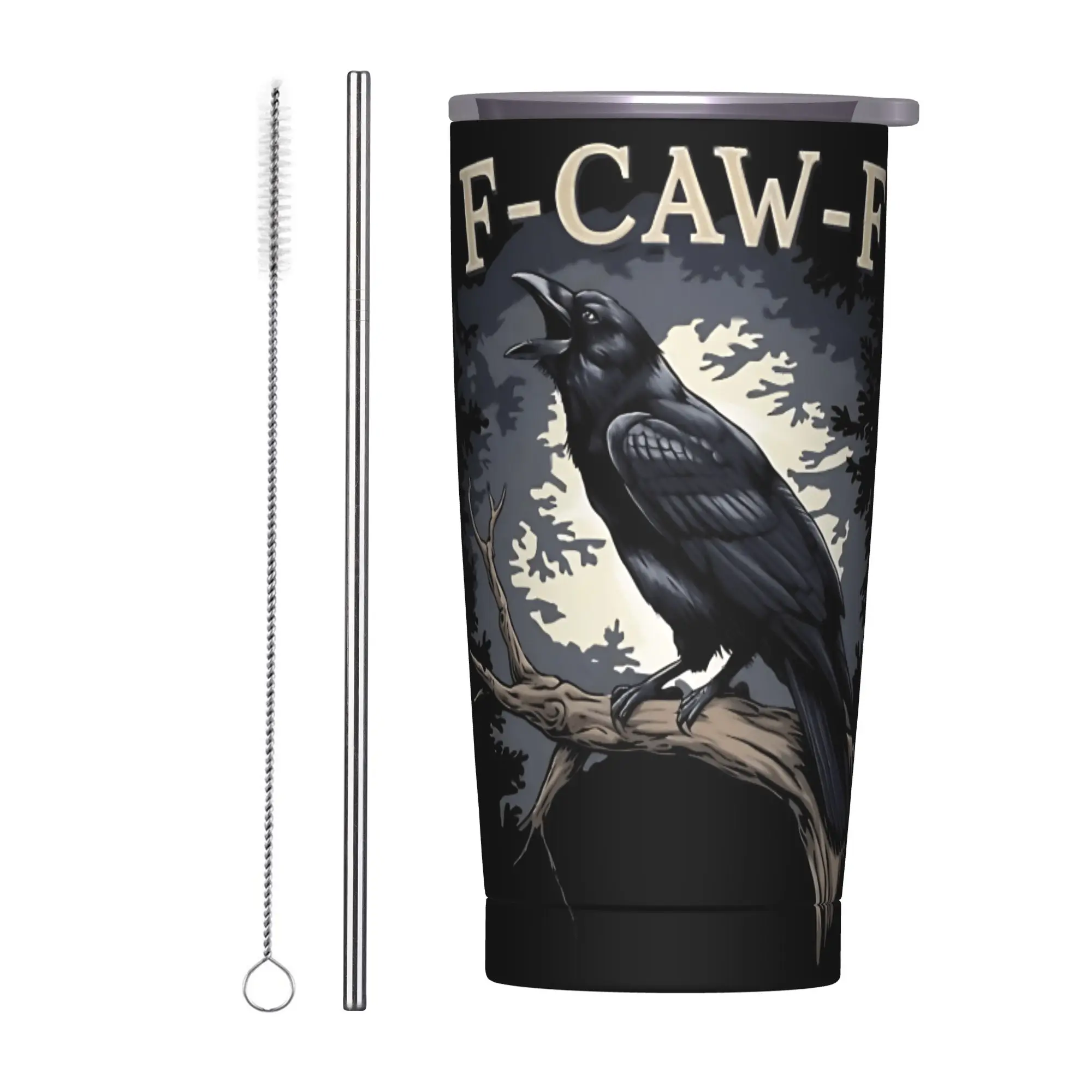Stainless Steel Tumbler F-Caw-F Coffee Mug  Leakproof Cold Drink Mugs Cup Travel Graphic Water Bottle