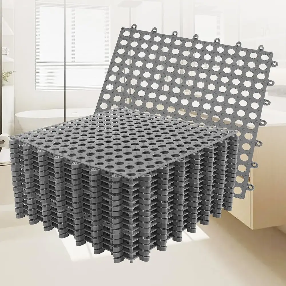 

Набор из 16 дренажных напольных ковриков с замковым соединением, 30x30 см, нескользящие плитки для душа, ванной, бассейна, мягкие ПВХ-плитки для напольного покрытия, модульная система соединения