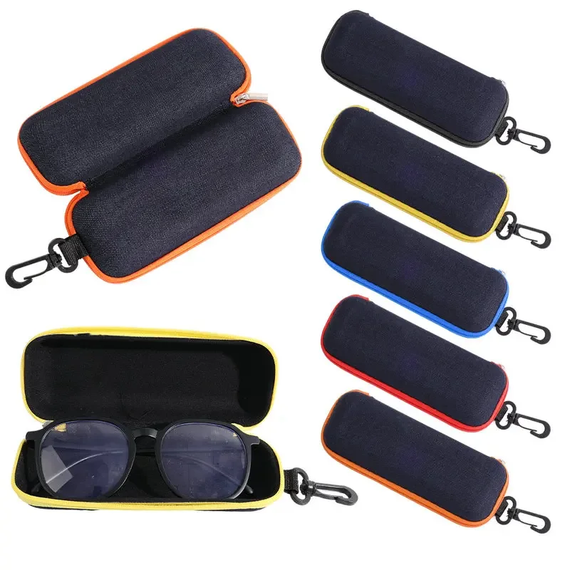 EVA Denim Portable Zipper Glasses Boxes Hook Linker Anti Loss Protective Sunglasses Case Travel Glasses Packaging Eyewear Box