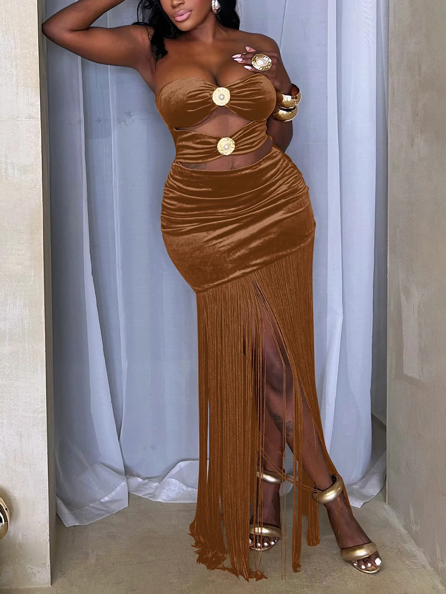 ZIML 여성을위한 우아한 솔리드 슬리밍 술 드레스 스퀘어 칼라 민소매 하이 웨이스트 섹시한 파티 드레스 여성 패션 스타일