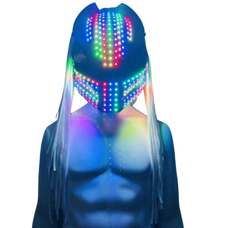 Fashion Led Colorful Helmet Wearable Headwear Luminous Mask for Celebration Party Stage Performance Show