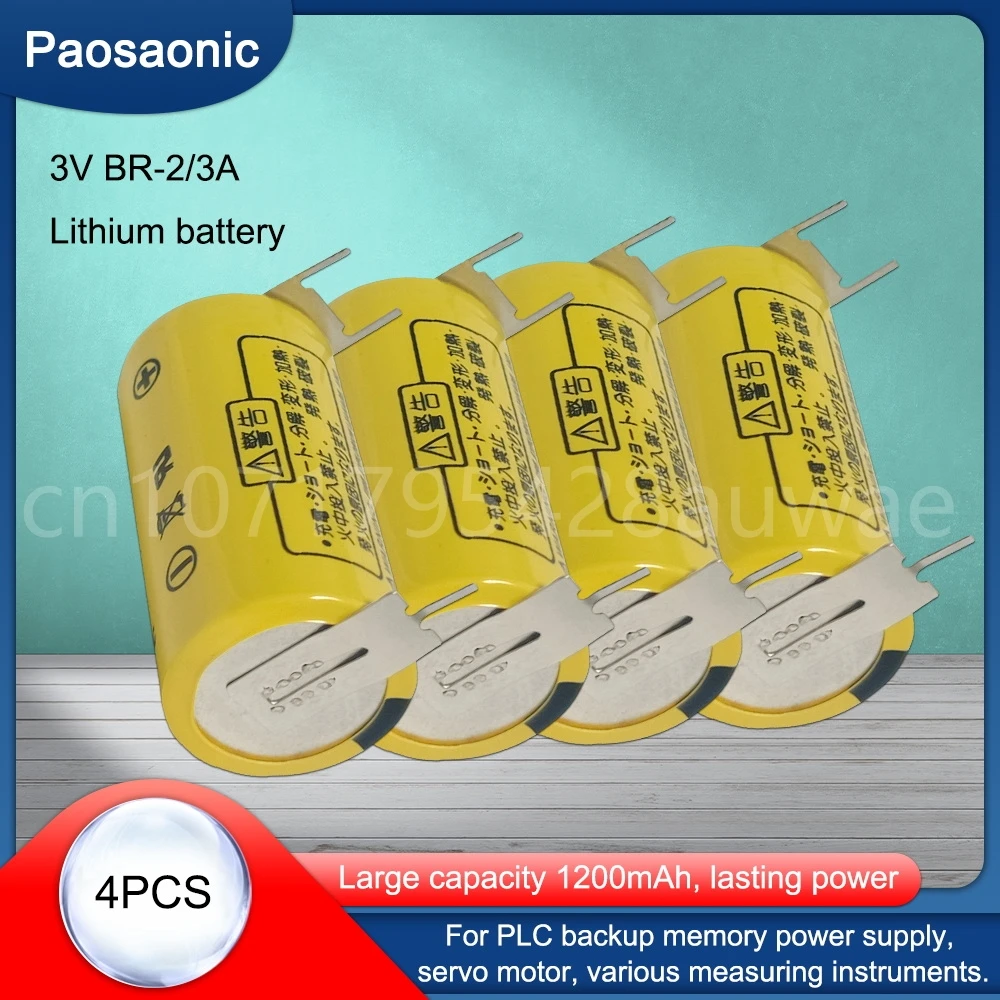 4PCS BR-2/3A 3V 1600mAh CR17335 PLC Lithium Batteries with Plug for Mitsubishi  Industrial Battery Long Lasting Band Needle