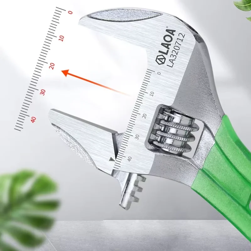 LAOA LA320708-12 Mini Short Handle Adjustable Wrench Light Weight Large Opening Multifunctional Nut Spanner Repair Hand Tool