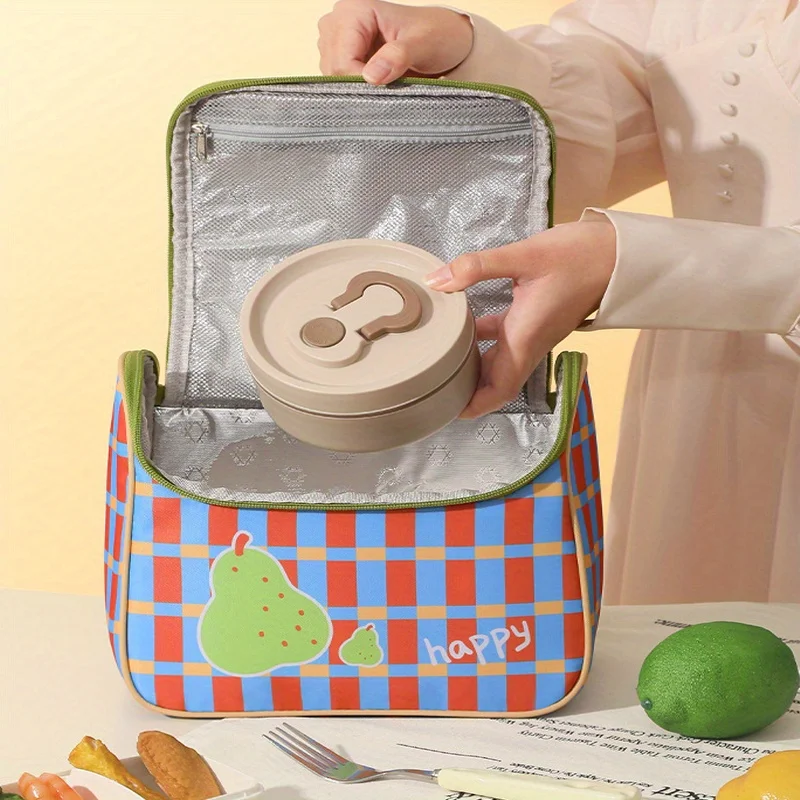 Checkered Lunch Bag Cute Thermal Lunch Bag Insulated Bento Box Reusable Waterproof Lunch Bag for Office Picnic Hiking Beach