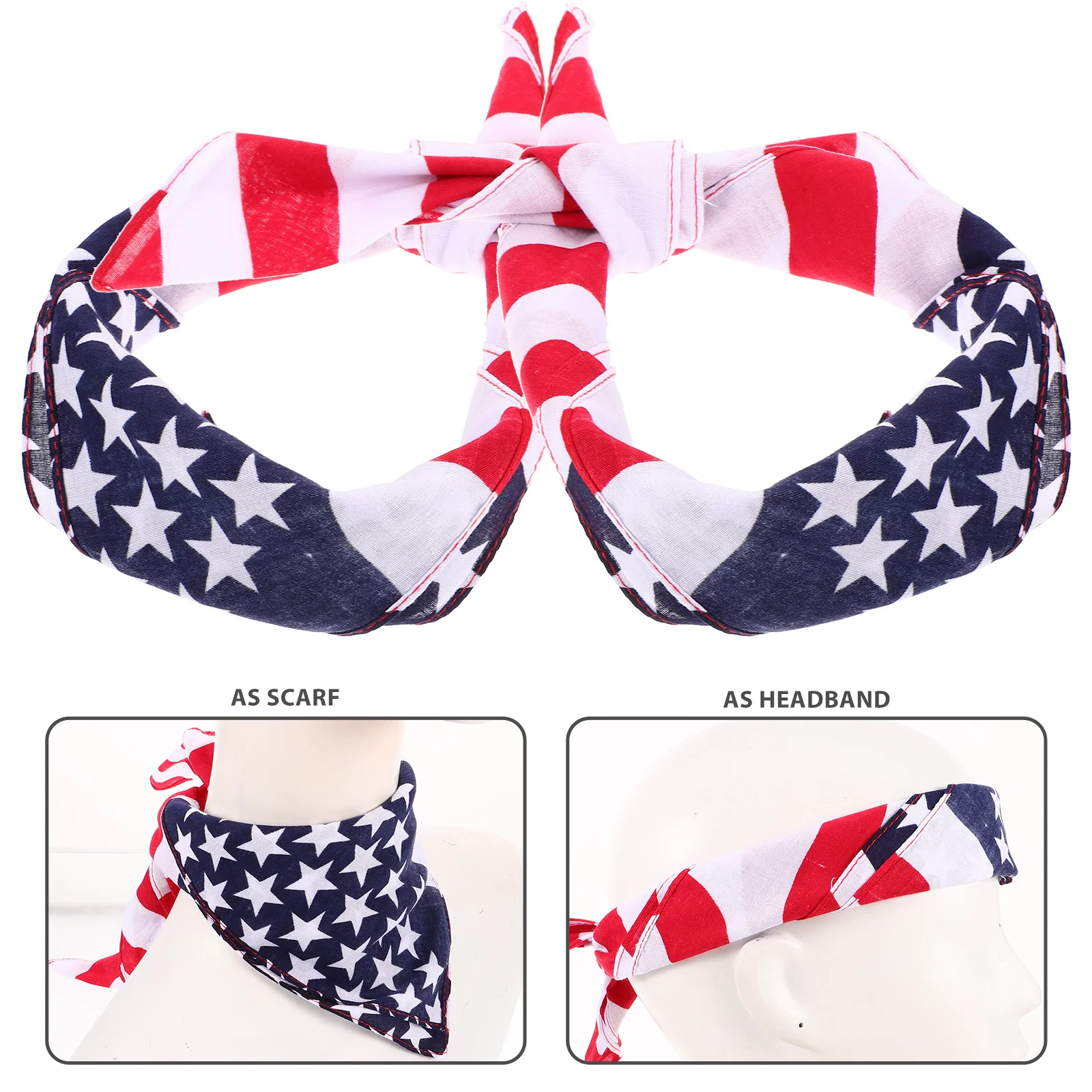 

Multifunctional American Flag Headscarf Bandana Hairband for Outdoor Patriotic Events School Activities Pocket Square Men