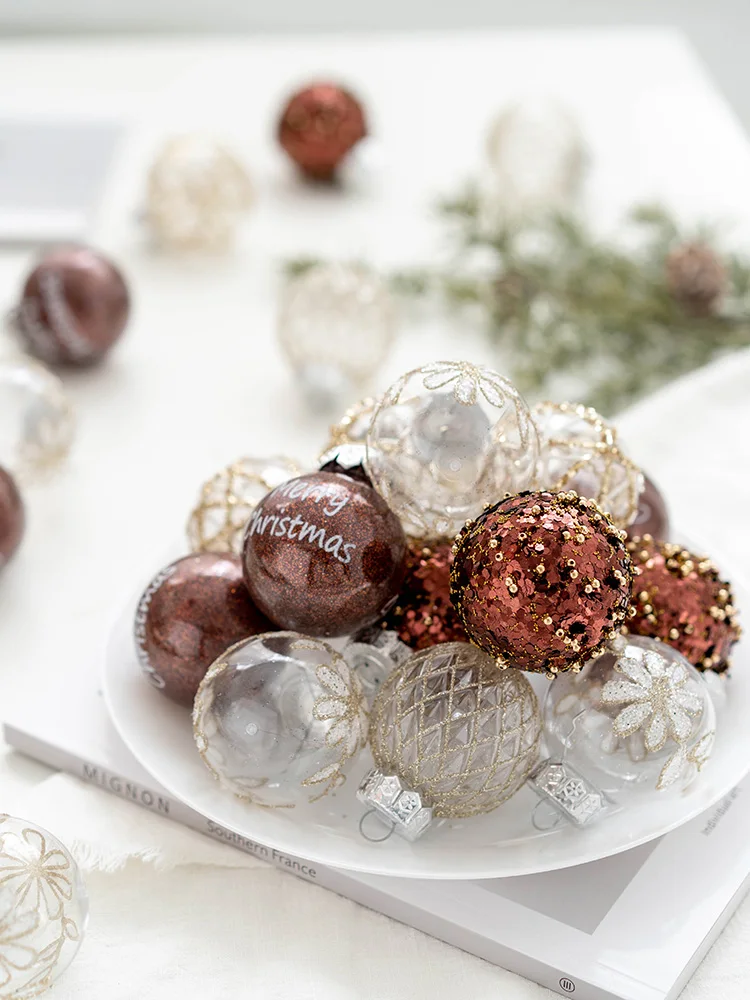 Christmas decoration 6cm champagne coffee ball