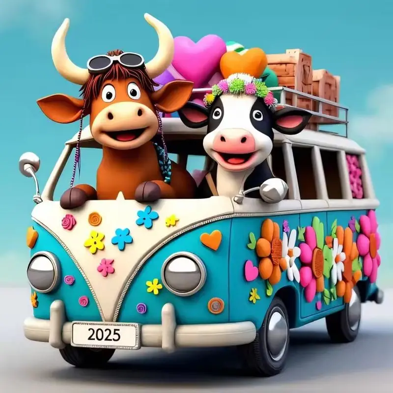 

CHENISTORY 5D DIY Diamond Embroidery Bull Bus Full Square Diamond Painting Animal Cross Stitch Fall Decorations