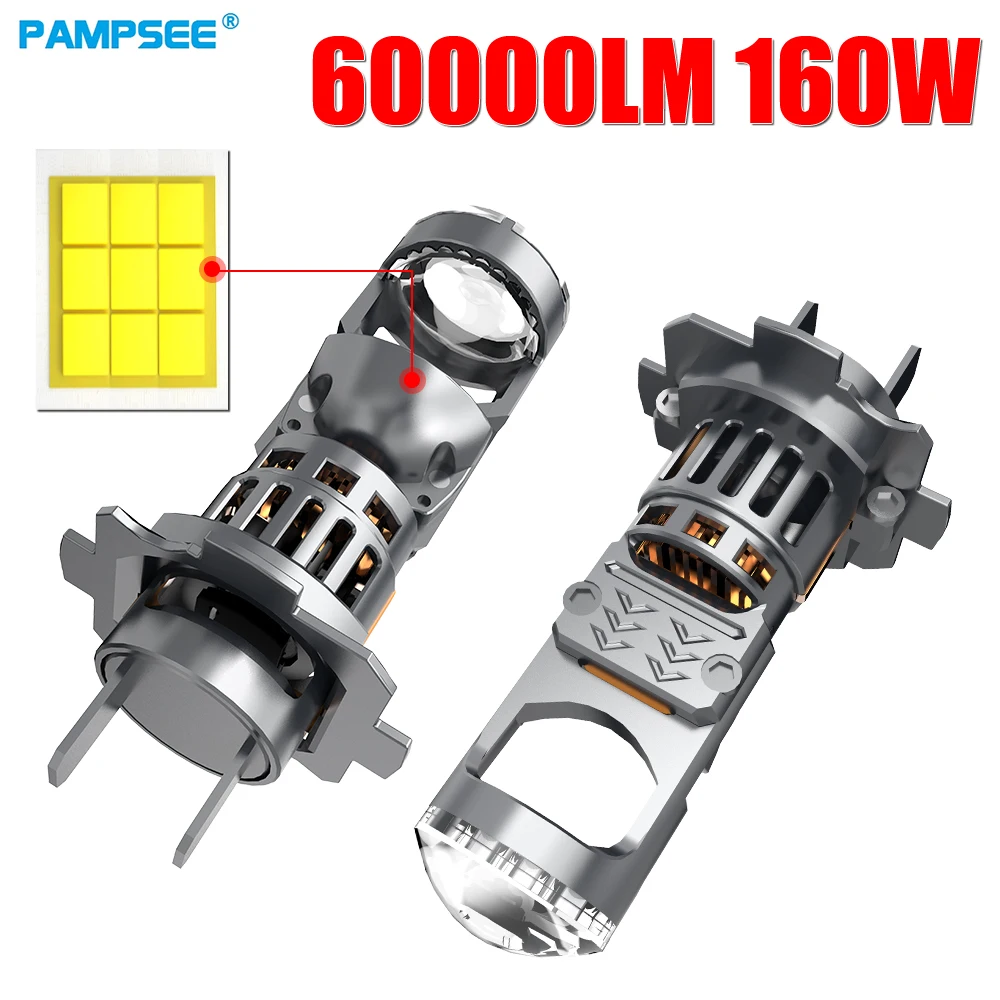 

Светодиодная лампа-проектор H7 для автомобильных фар, Canbus CSP Turbo LED H4 H11 9005 9006 HB3 HB4, высокомощная, 160 Вт, 60000 лм, диодная лампа 12В