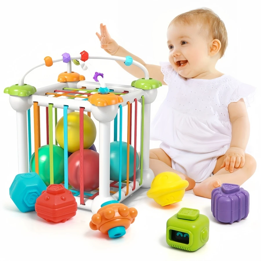 Shape Classification Cube Toy For 6 Months+ Baby, Sensory Toy For 12 Months Baby, Montessori Toddler Toy For 1-2 Years Old Baby,