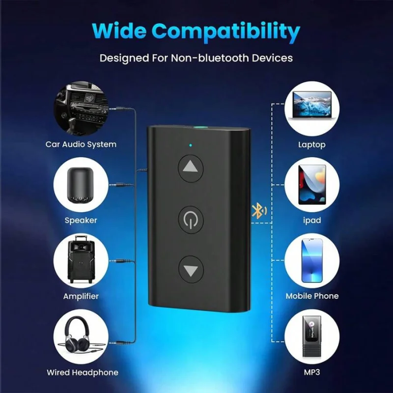 

Аудиоадаптер 2-в-1 Bluetooth 5.1 — беспроводной передатчик/приемник, диапазон 10 м, сверхлегкий, 30 г для автомобиля/дома/офиса — Plug & Play