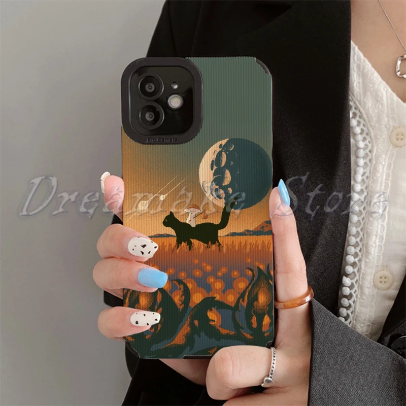 الخيال العلمي القط والفطر الحالات الهاتف آيفون 11 حالة 14 برو ماكس 15 16 برو ماكس آيفون حالة آيفون 13 #4