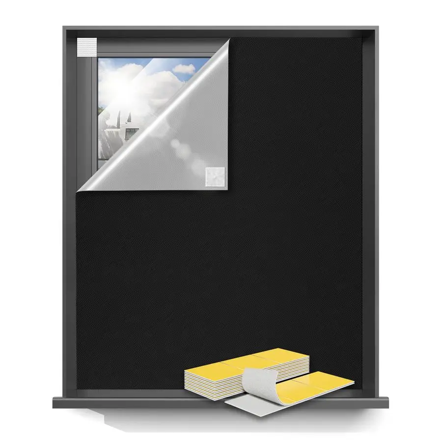 

Blackout Curtains for Bedroom Portable 50x59,No Drill Black Out Shades with Upgraded HookampLoop Tapes,100 Blackout Window Cover