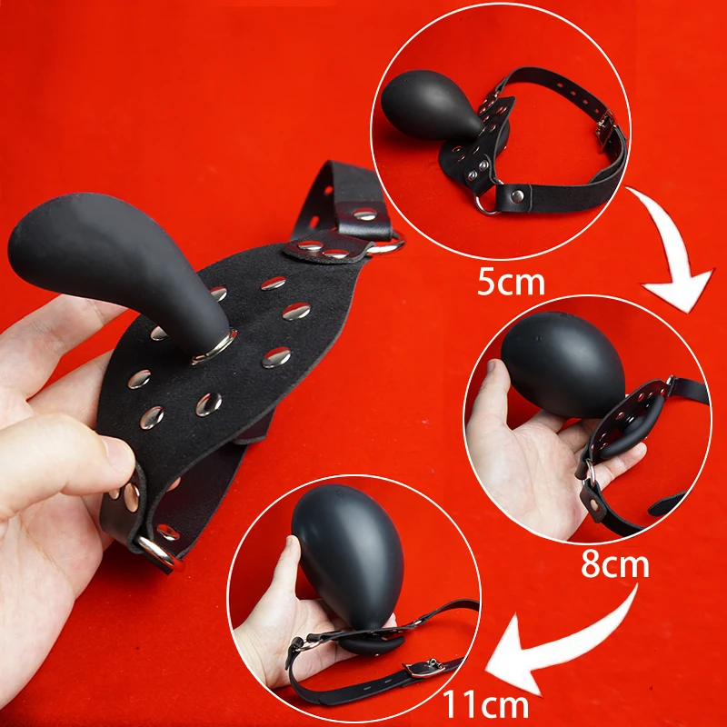 BDSM Inflatable Gag with Removable Pump,Silicone Tongue Depressor Mouth Gag Ball Slave,Bondage,Sex Toys for Couples,Adult Games