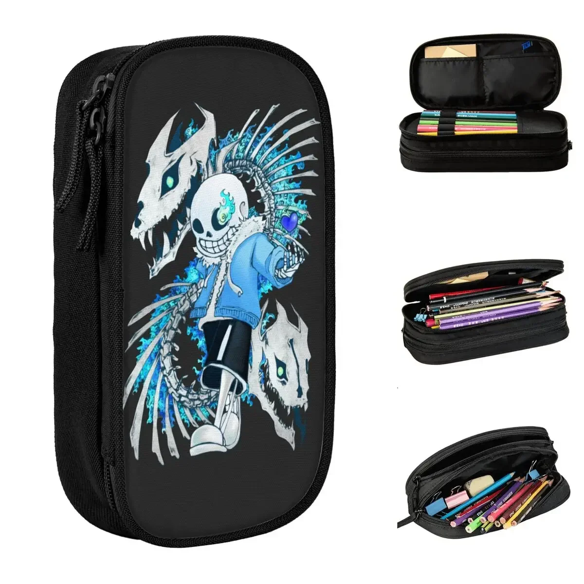 

Прекрасный пенал Undertale Sans, пеналы, держатель для ручек для девочек и мальчиков, сумка большой емкости, школьные принадлежности, косметические аксессуары