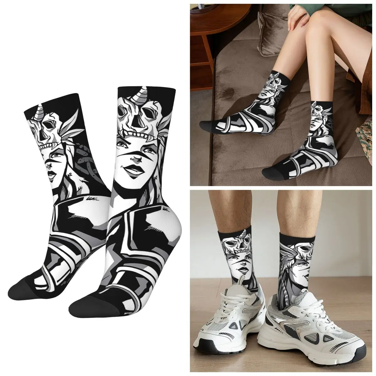 

Носки All Seasons Fearless Dark Viking Female Warrior, спортивные носки средней длины в стиле Харадзюку, чулки унисекс, подарок на День святого Валентина