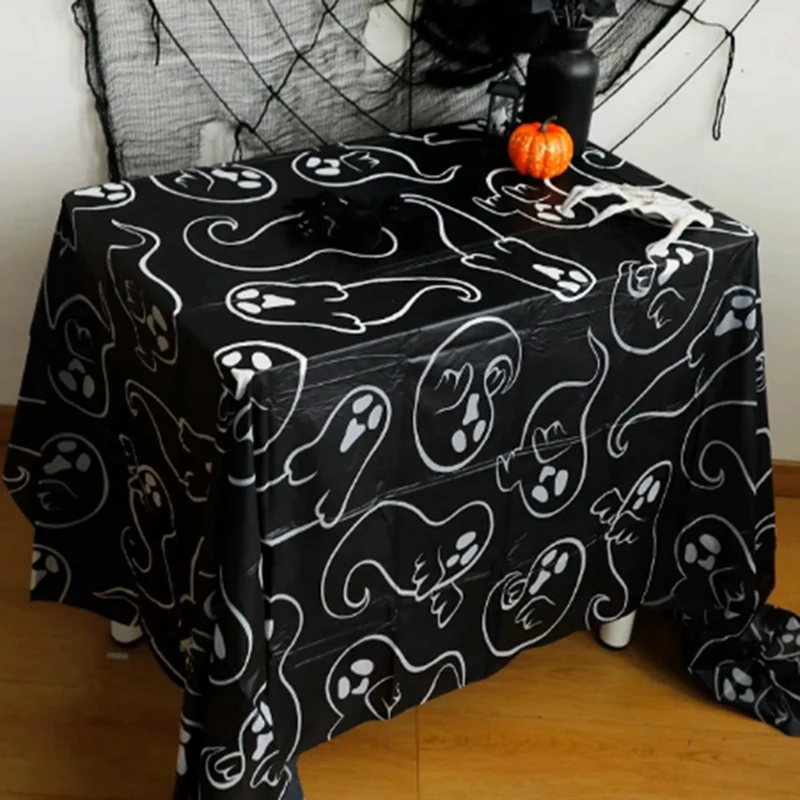 Halloween Placemat Ghost Table Runner Cobweb Tablecloth Gothic Tabletop Decor Home Decorations Kitchen Dining Decor