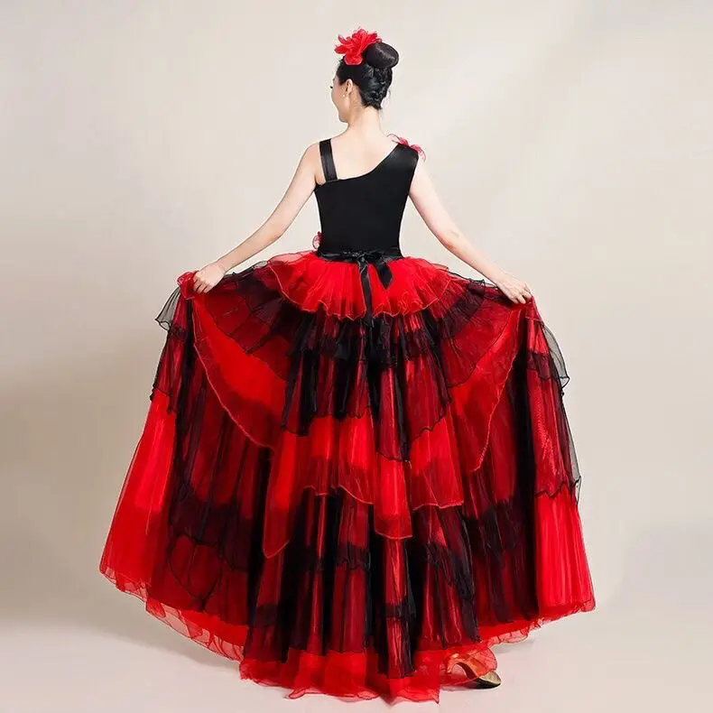 New Spanish Bullfight Dress Flamenco Dance Performance Costume Opening Dance Big Swing Full-skirt for Adult Fluffy Dancing Wear