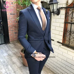 Trajes de hombre solapa con visera para hombre, conjunto de chaqueta, chaleco, pantalones, traje Formal de negocios para novio, boda, fiesta, esmoquin, 3 piezas traje de novio para boda