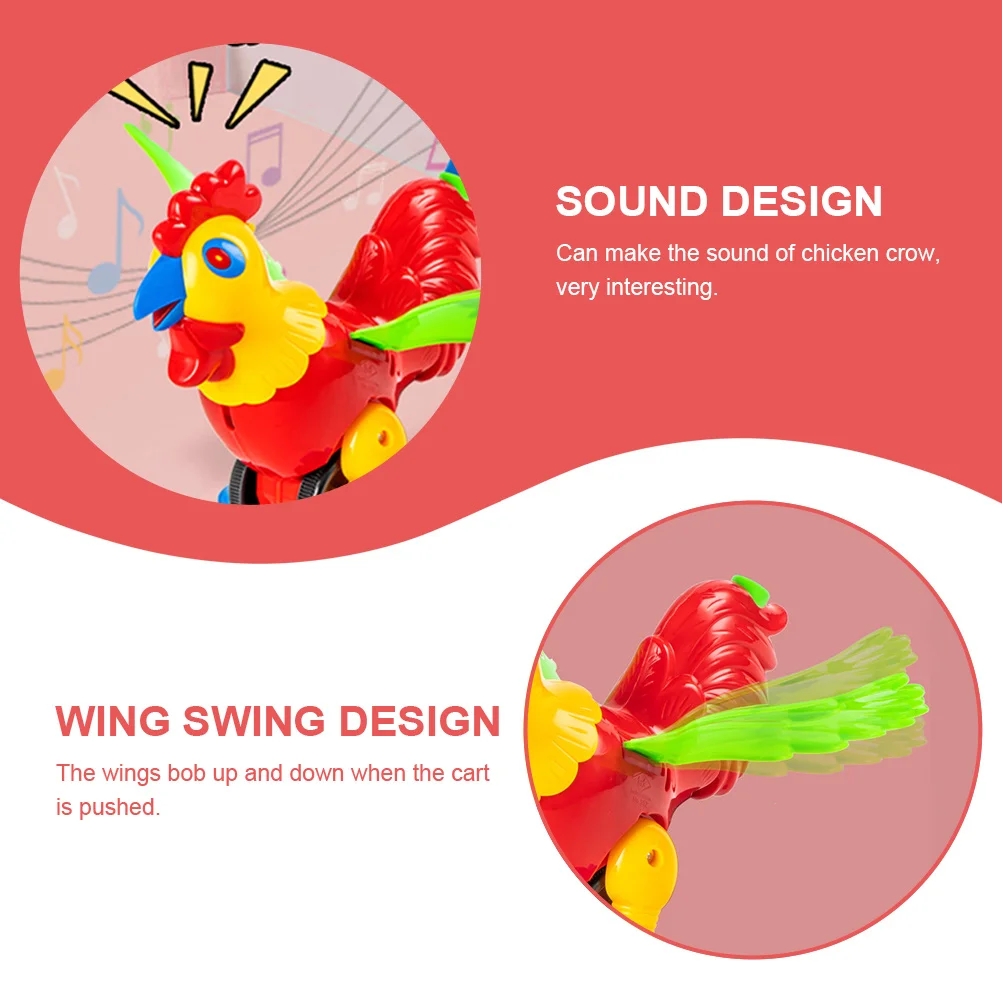 Baby Schieben Warenkorb Lustige Cartoon Kleinkind Walker Push Pull Lernen Watscheln Hahn Design Abnehmbare Griff Frühe Pädagogische