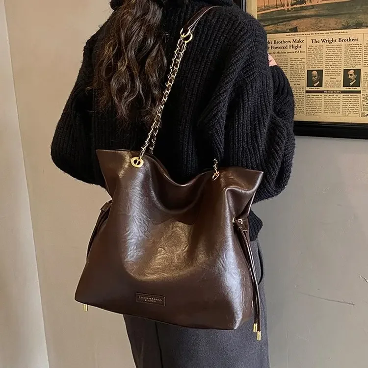 

Maillard Color Crossbody Bag Women's High-end Light Luxury Niche Commuter Tote Bag Large Capacity Women's Shoulder Bag